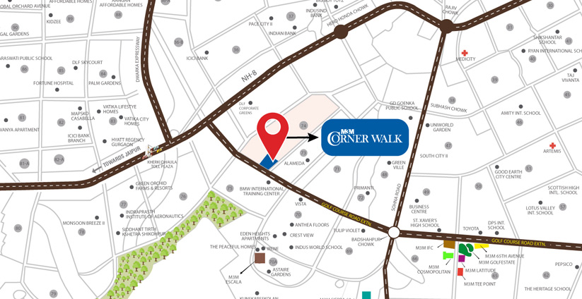 M3M Corner Walk Location Map