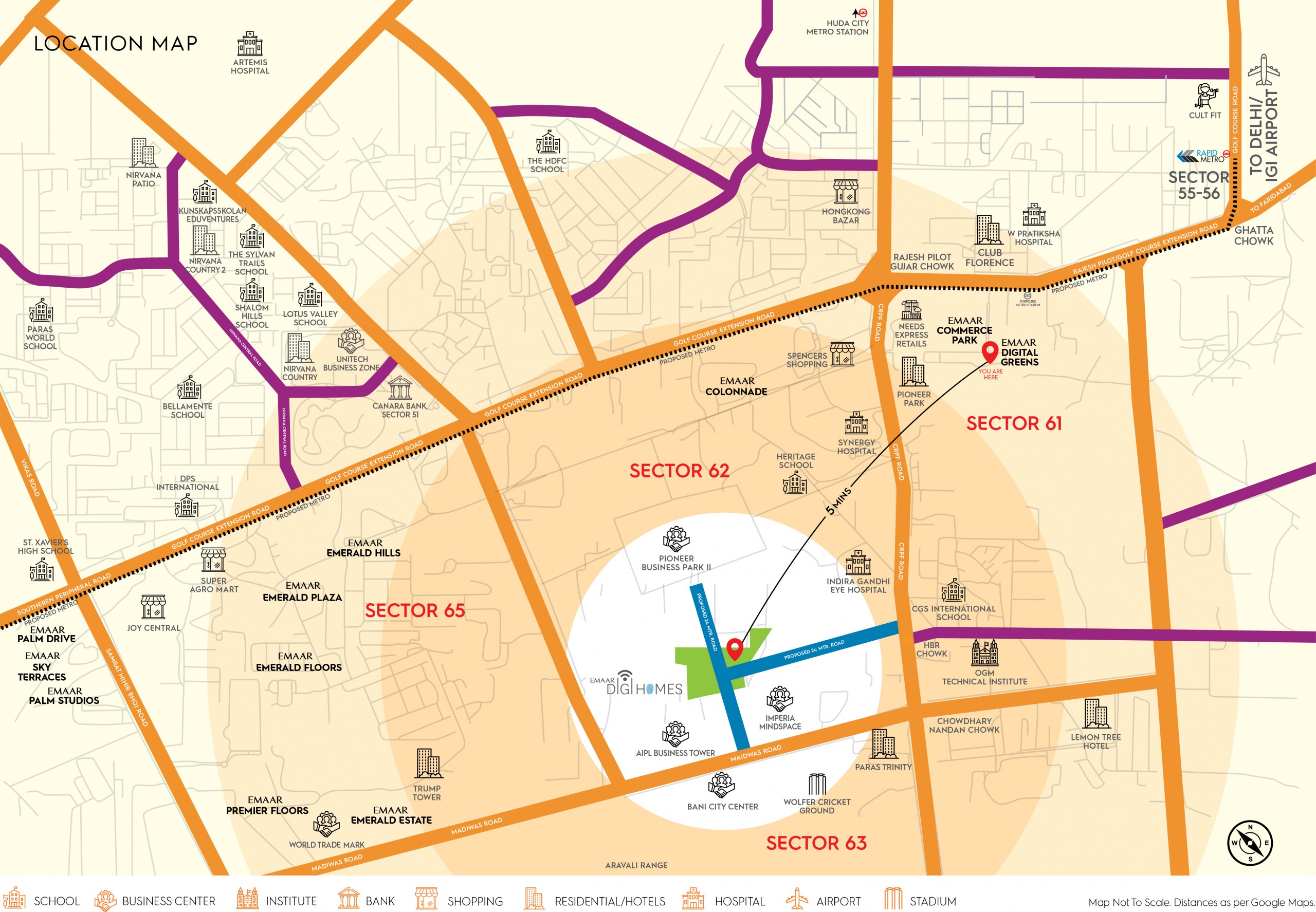 Emaar Digi Homes Location Map