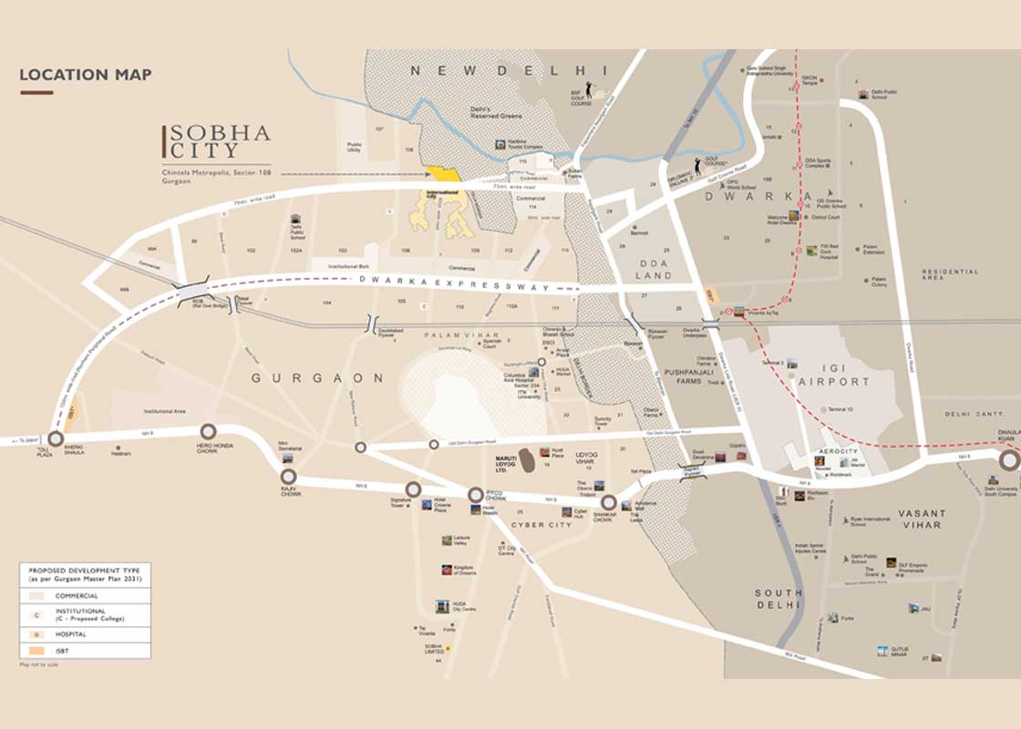 Sobha City Gurgaon Location Map