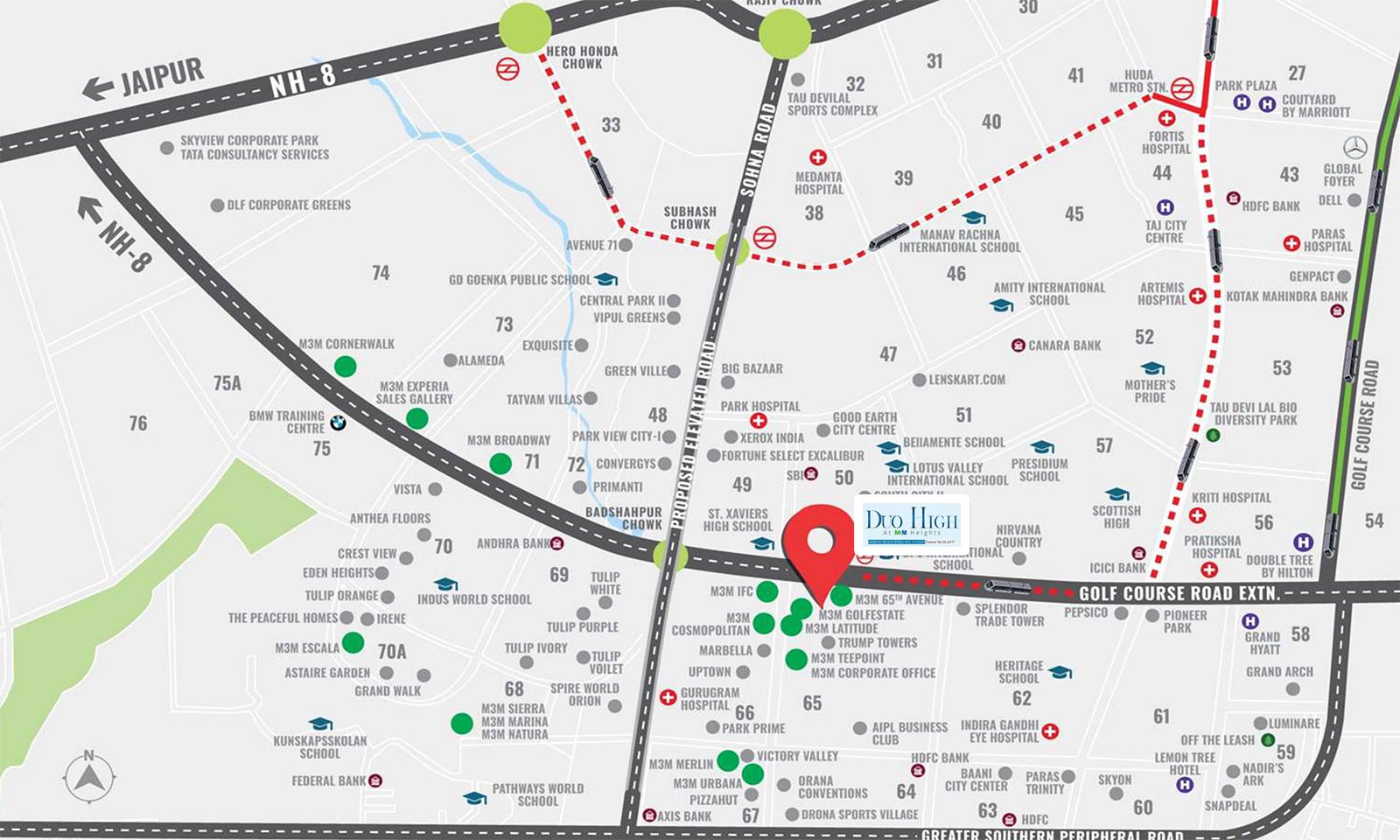 M3M Duo High Location Map