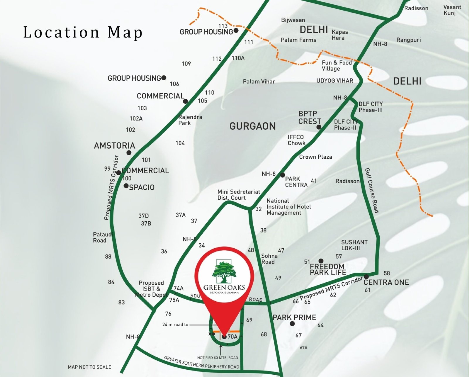BPTP Green Oaks Gurgaon Location Map