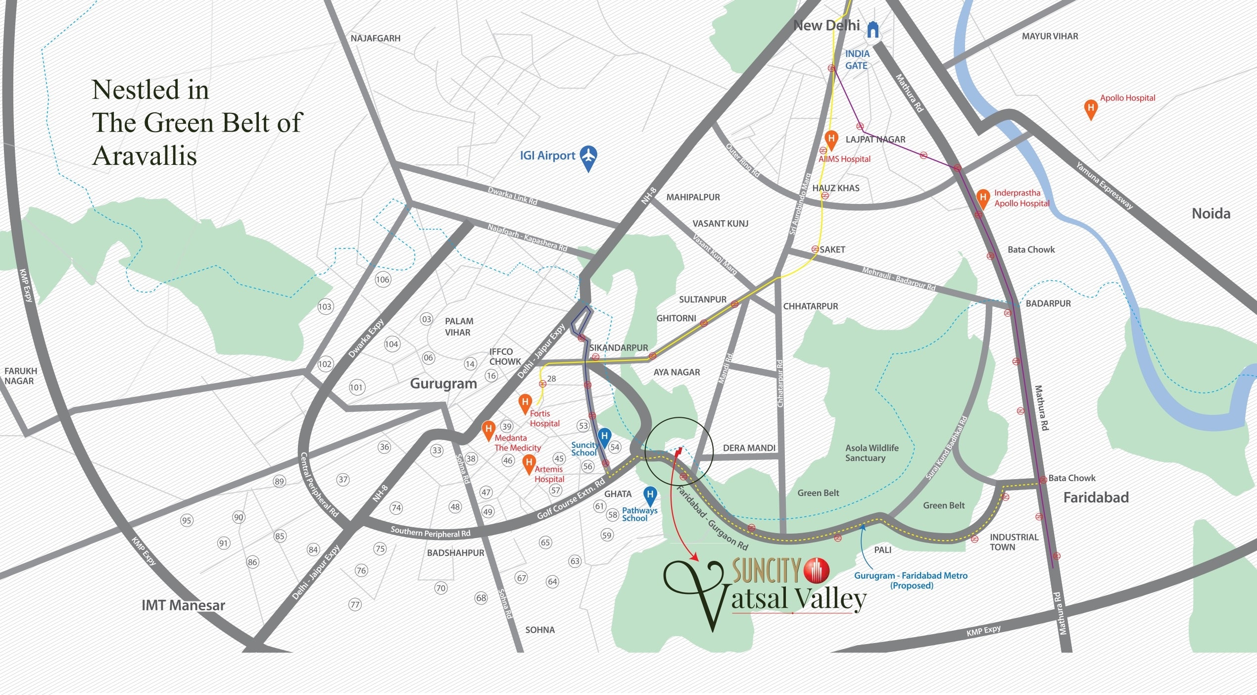 Suncity Vatsal Valley Location Map