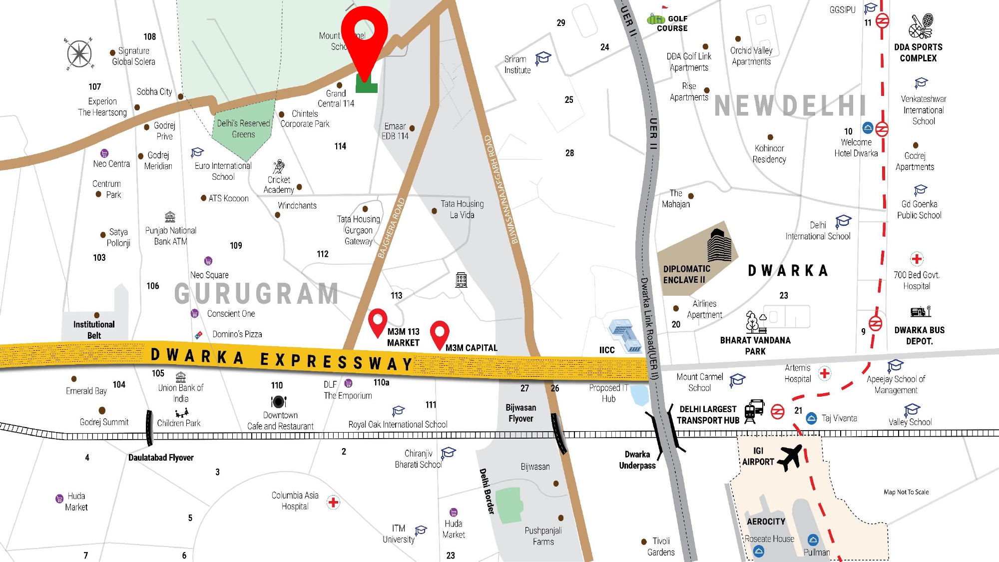 M3M 114 Market Location Map