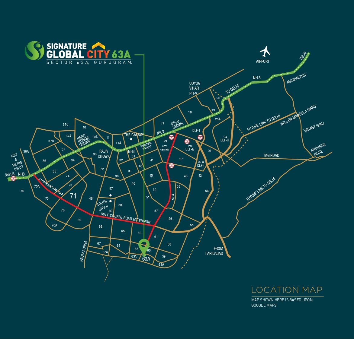 Signature Global City 63A Location Map