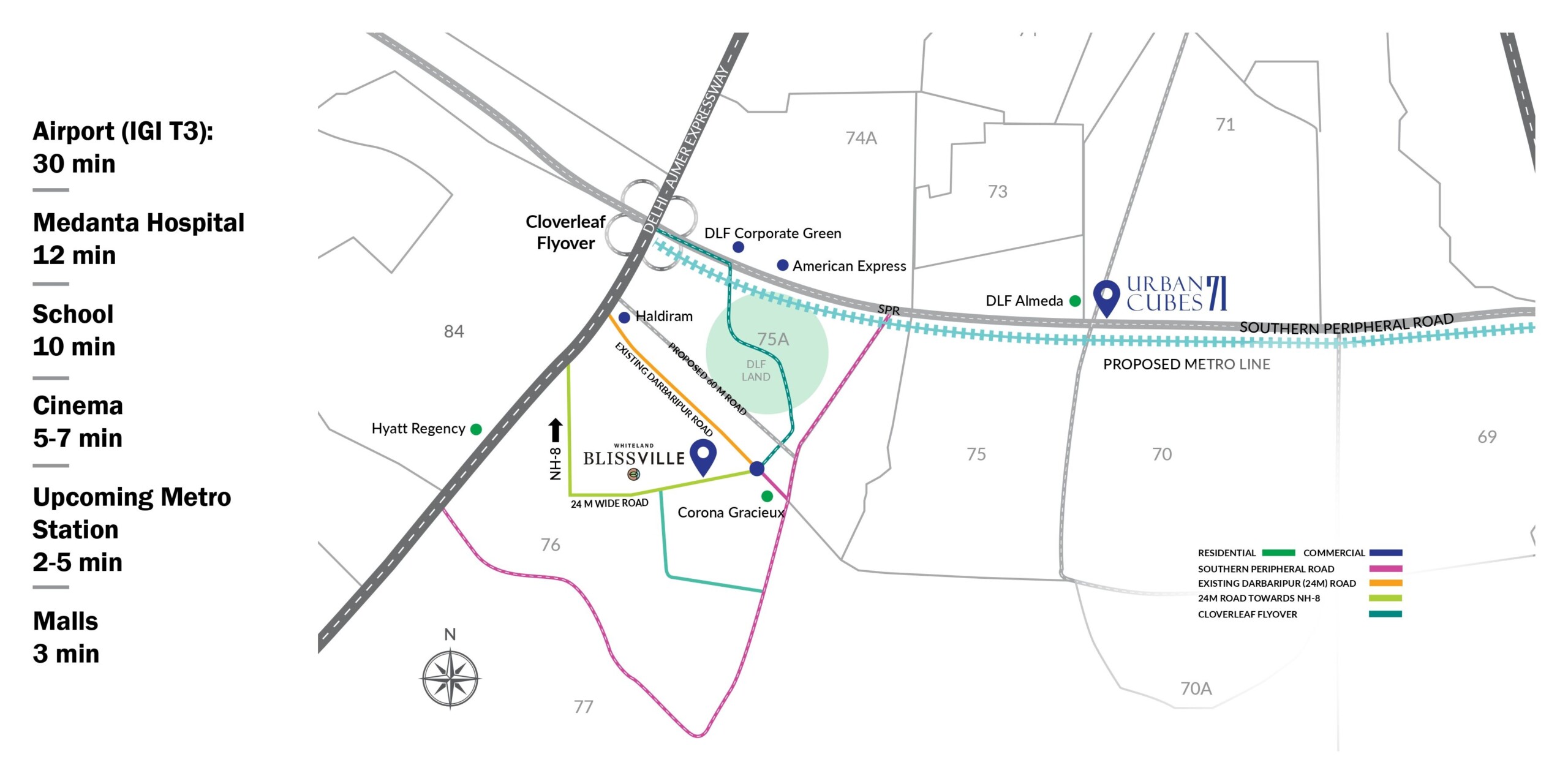 Whiteland Blissville Gurgaon Location Map