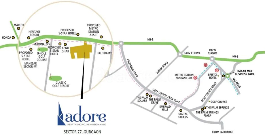 Adore-sector-77-gurgaon-location-map