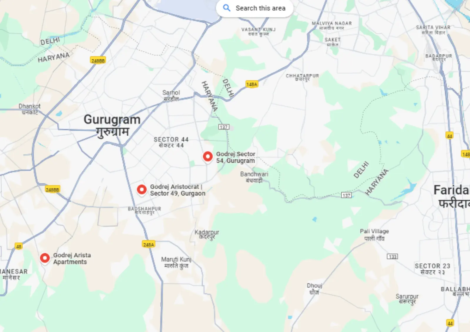 Godrej-astra-sector-54-gurgaon-location-map