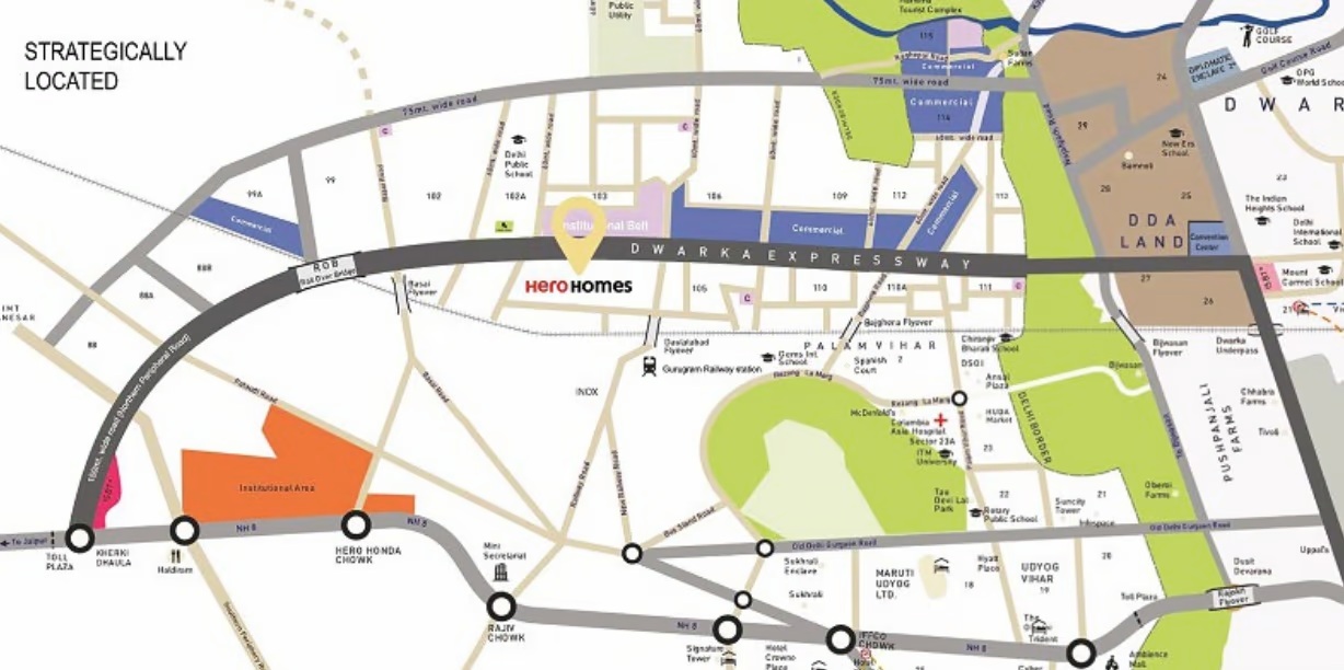 Hero-homes-the-palatial-sector-104-gurgaon-location-map