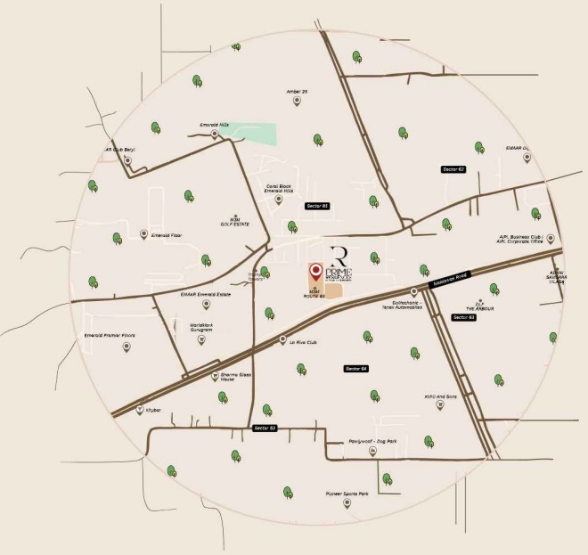 Prime-residences-sector-65-gurgaon-location-map