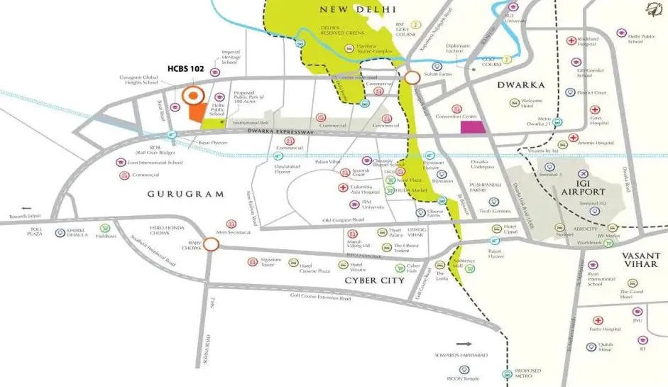 Hcbs-twin-horizon-sector-102-gurgaon-location-map