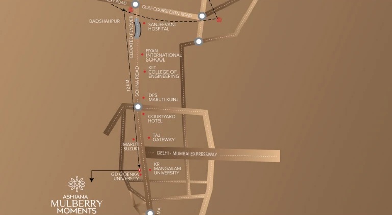 Ashiana-mulberry-moments-sector-2-sohna-location-map