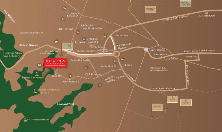 Conscient-elaira-residences-sector-80-gurgaon-location-map