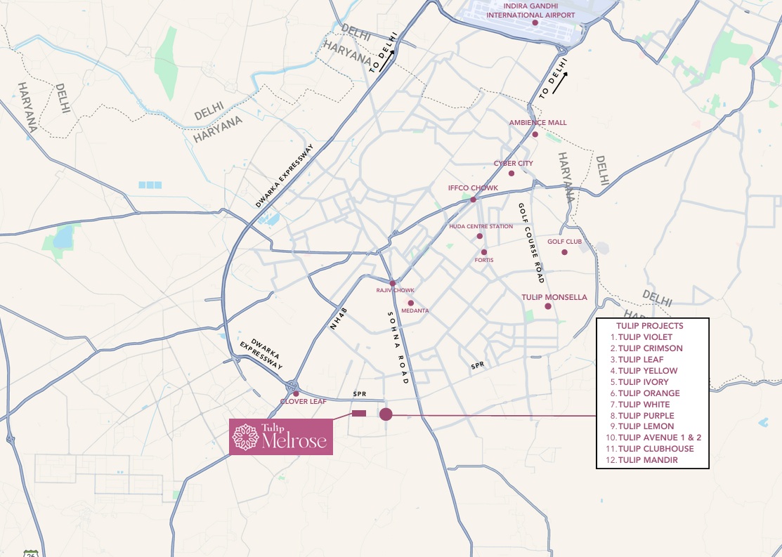 Tulip-melrose-sector-70-gurgaon-location-map