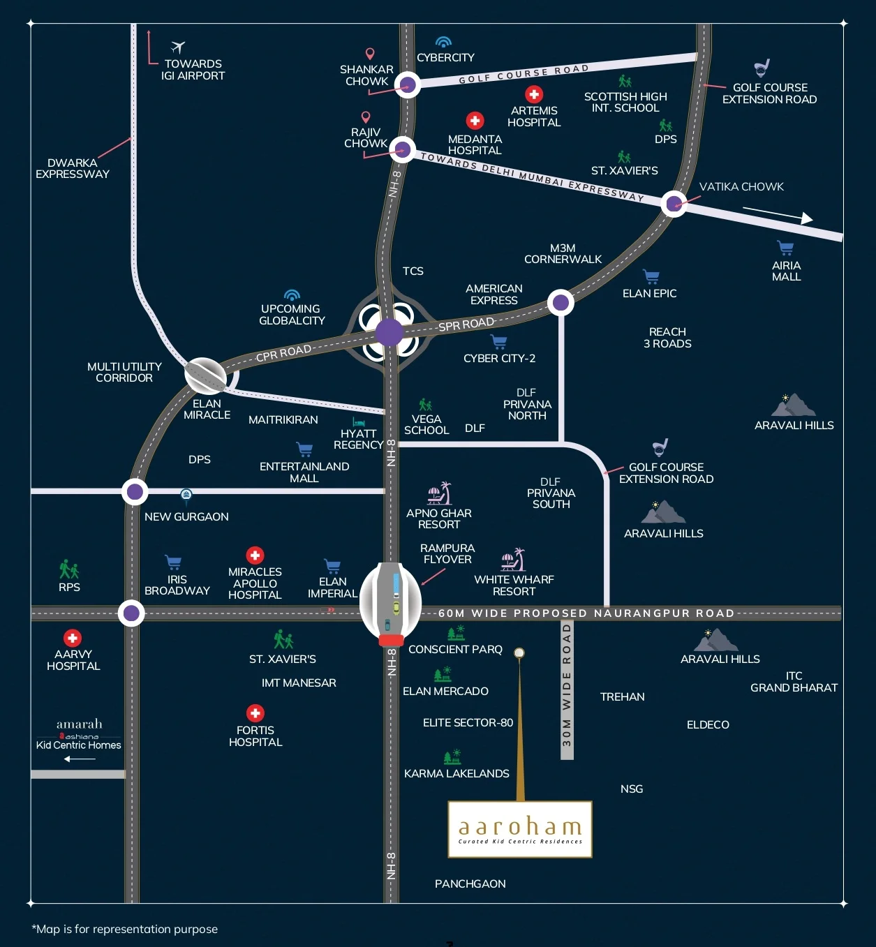 Ashiana-aaroham-sector-80-gurgaon-location-map