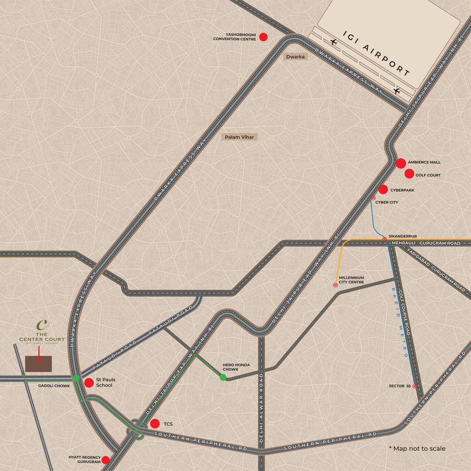 County-the-center-court-sector-88a-gurgaon-location-map