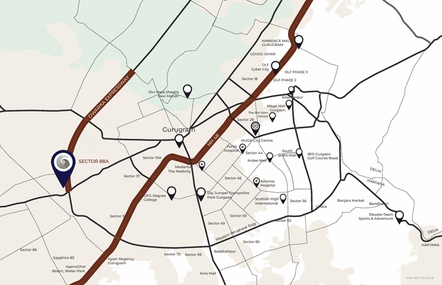 Origen The Oryza 1 Origen-the-oryza-sector-88a-gurgaon-location-map