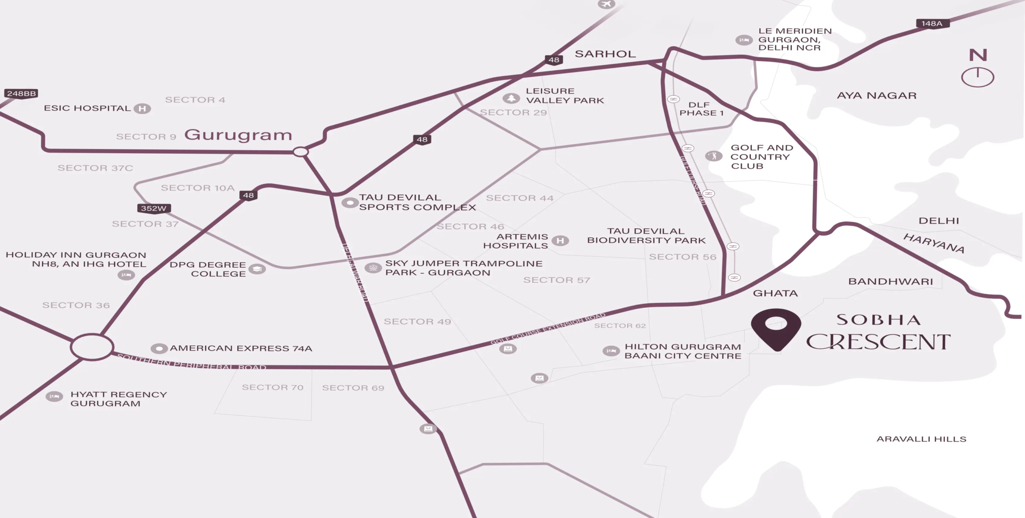 Sobha-crescent-sector-63a-gurgaon-location-map