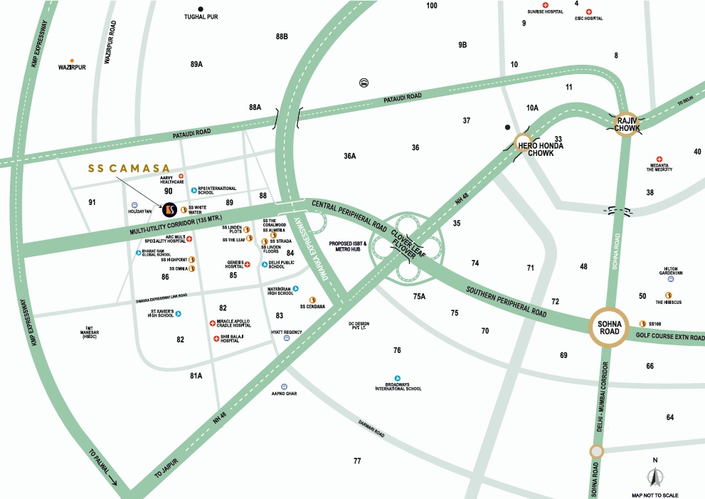 Ss-camasa-sector-90-gurgaon-location-map