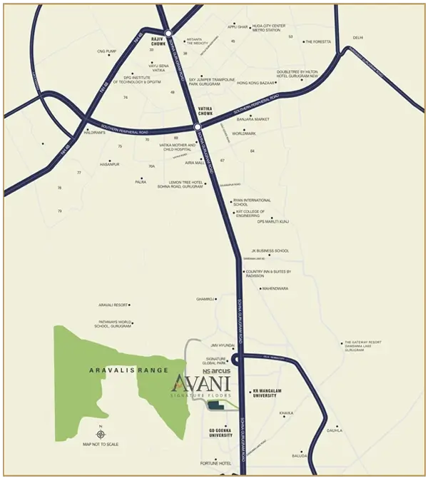 Ns-arcus-avani-floor-sector-2-sohna-location-map